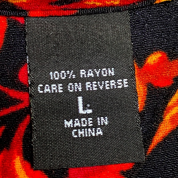 New York & Company Floral Print Button Up Short Sleeve Casual Blouse Size L - Picture 5 of 7